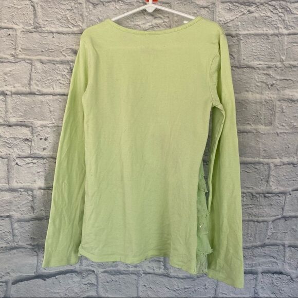 Justice ruffle front sequin shimmer top green sz10 - Picture 6 of 6